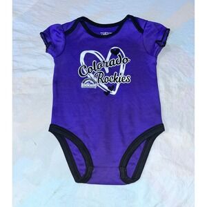 MLB Colorado Rockies Baby Girl Bodysuit Purple Heart Graphic Onesie 12M